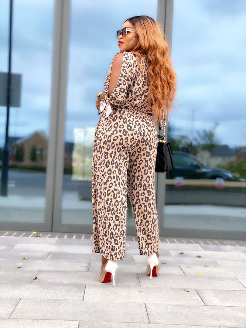 Laura Split Sleeve Leopard Jumpsuit -MLH
