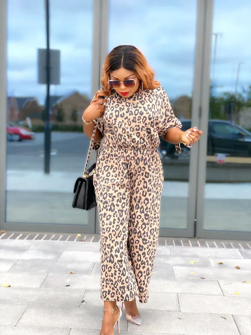 Laura Split Sleeve Leopard Jumpsuit -MLH