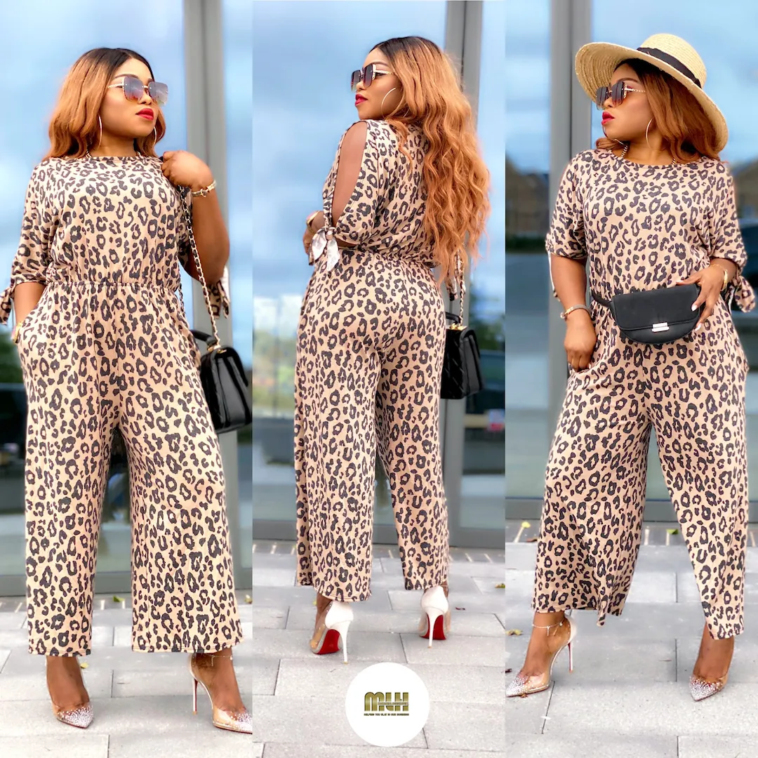 Laura Split Sleeve Leopard Jumpsuit -MLH