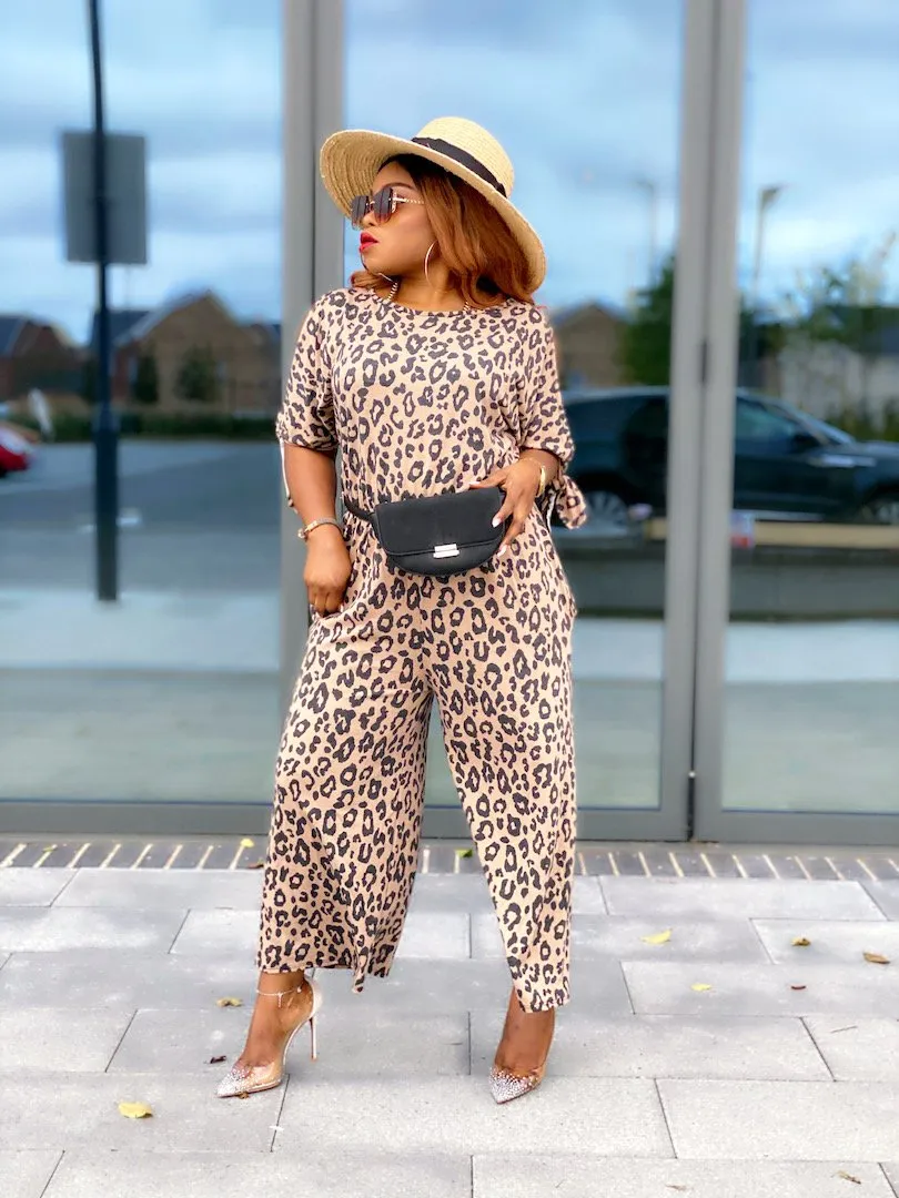 Laura Split Sleeve Leopard Jumpsuit -MLH