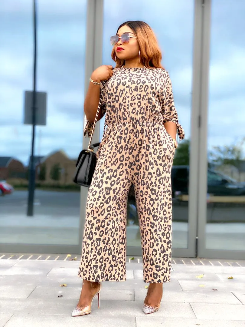 Laura Split Sleeve Leopard Jumpsuit -MLH