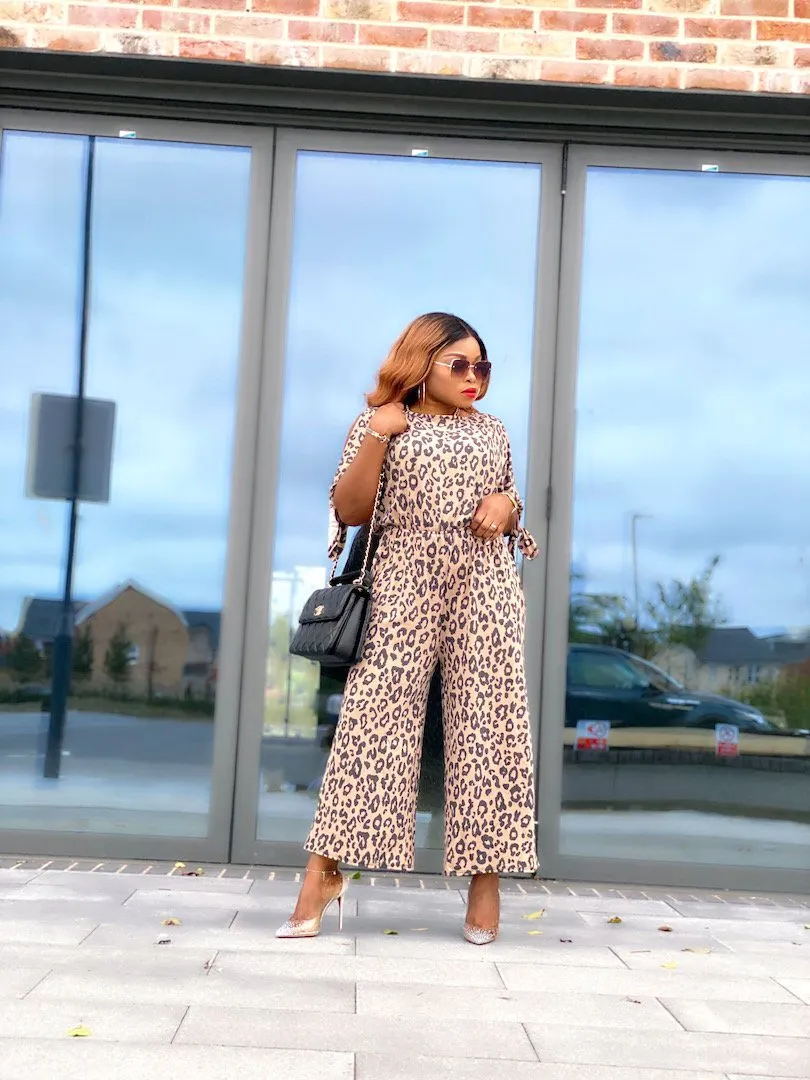 Laura Split Sleeve Leopard Jumpsuit -MLH