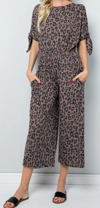 Laura Split Sleeve Leopard Jumpsuit -MLH