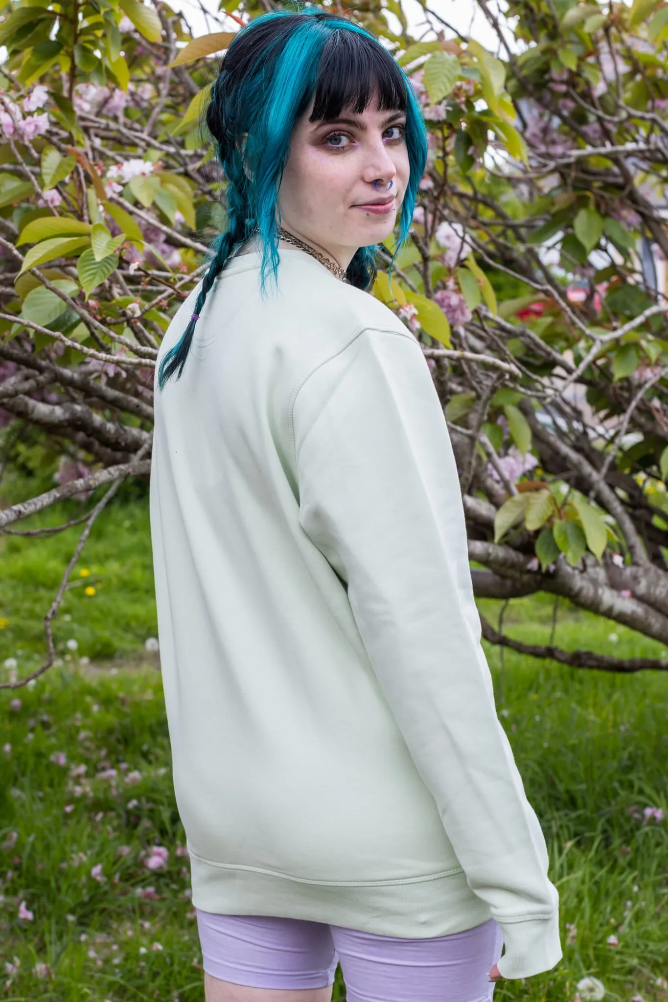 Lavender Heart Light Green Sweater