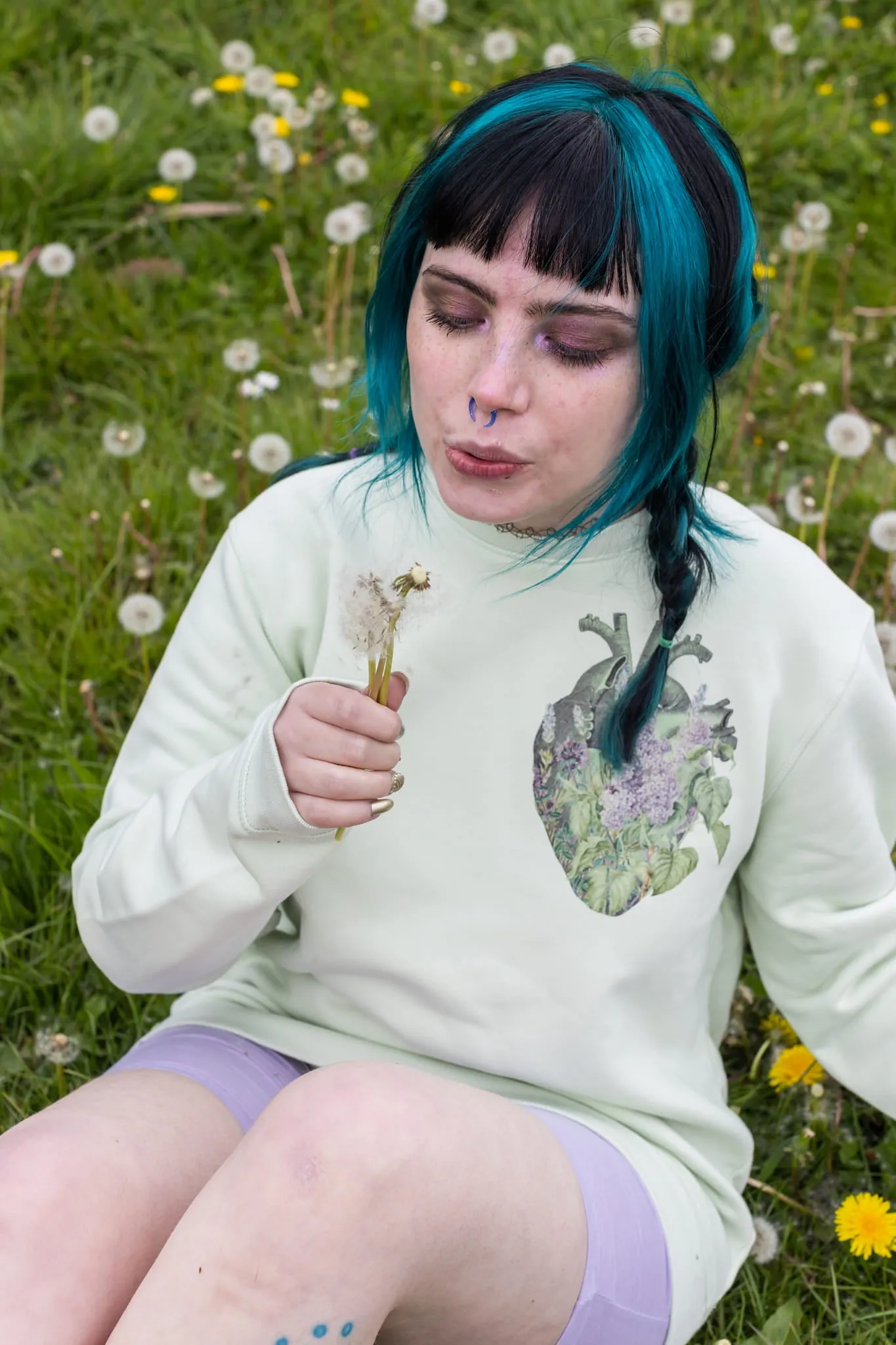 Lavender Heart Light Green Sweater