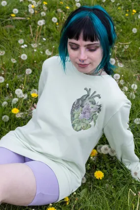 Lavender Heart Light Green Sweater