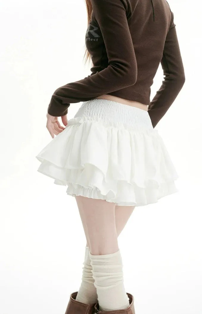 Layered Ruffle Waistband Mini Skirt