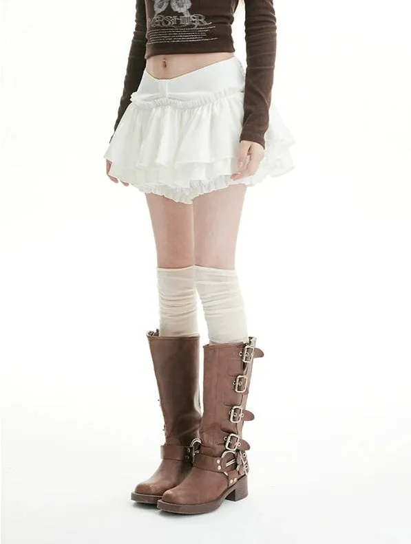 Layered Ruffle Waistband Mini Skirt