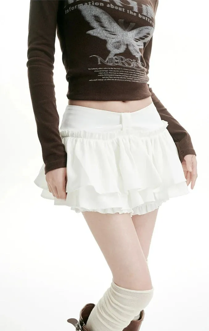 Layered Ruffle Waistband Mini Skirt