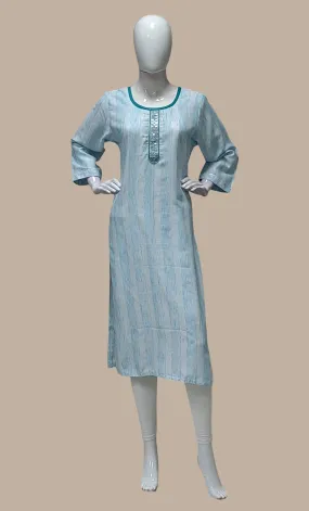 Light Blue Embroidered Kurti Top