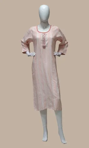 Light Peach Embroidered Kurti Top