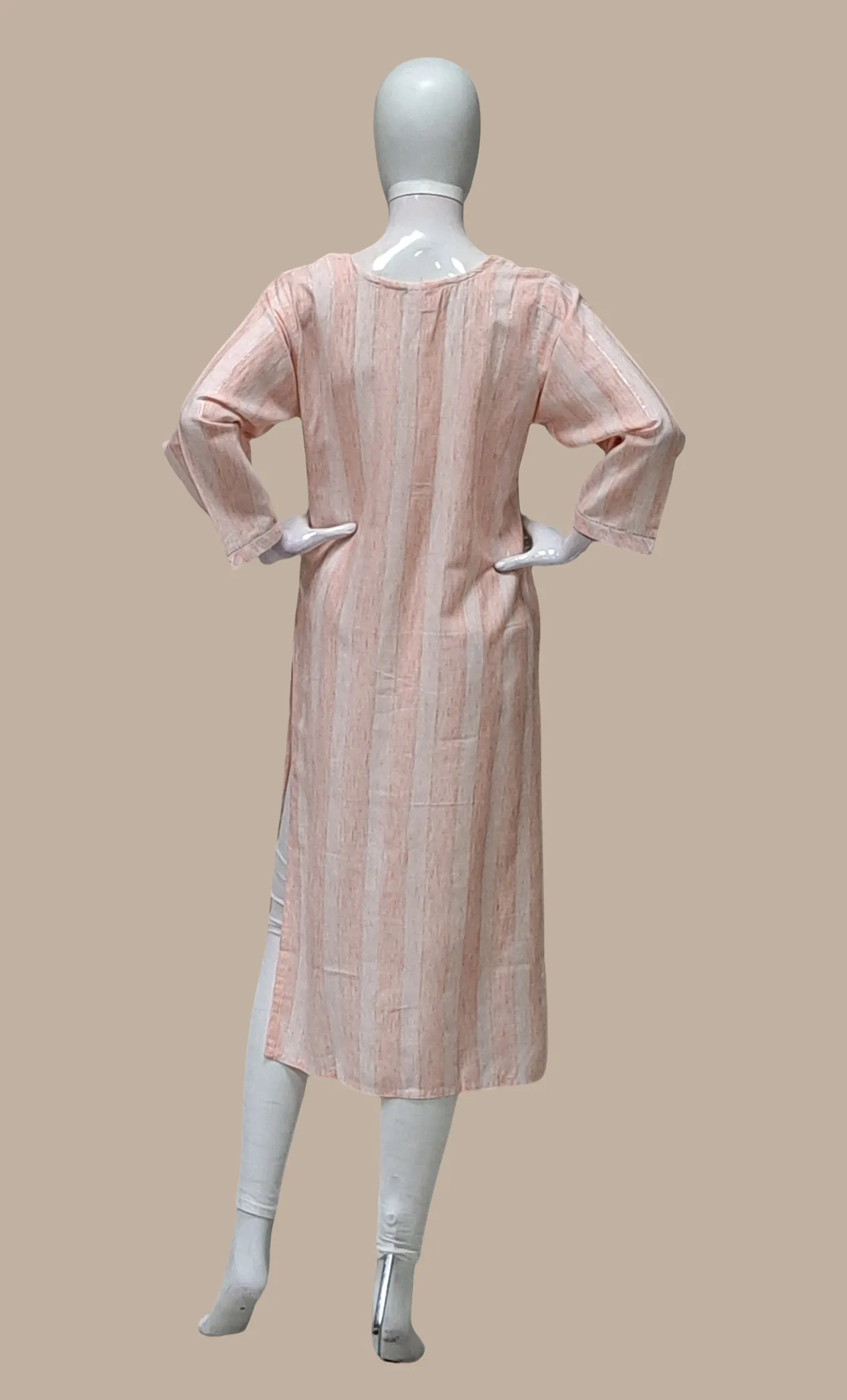 Light Peach Embroidered Kurti Top