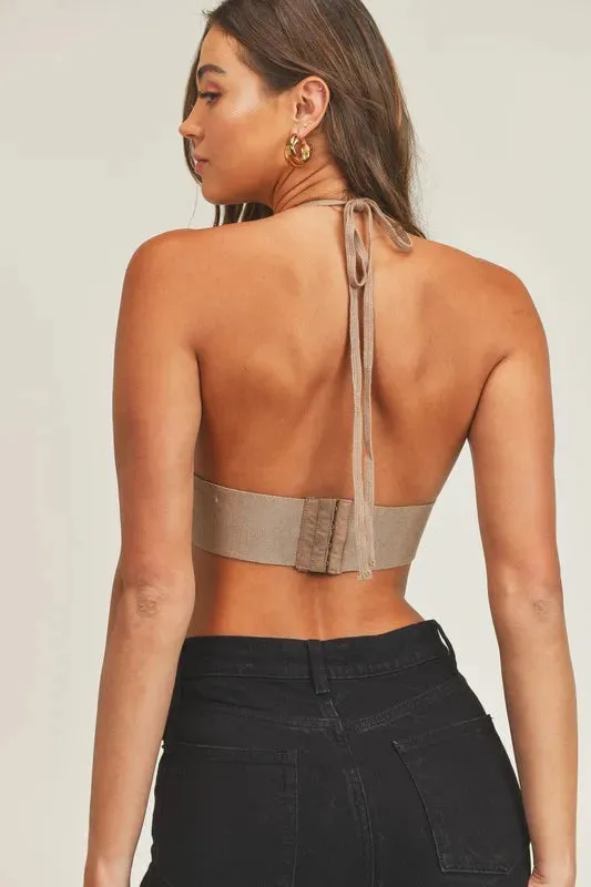MABLE Long Sleeve Crop Sweater Top and Inner Bra Set