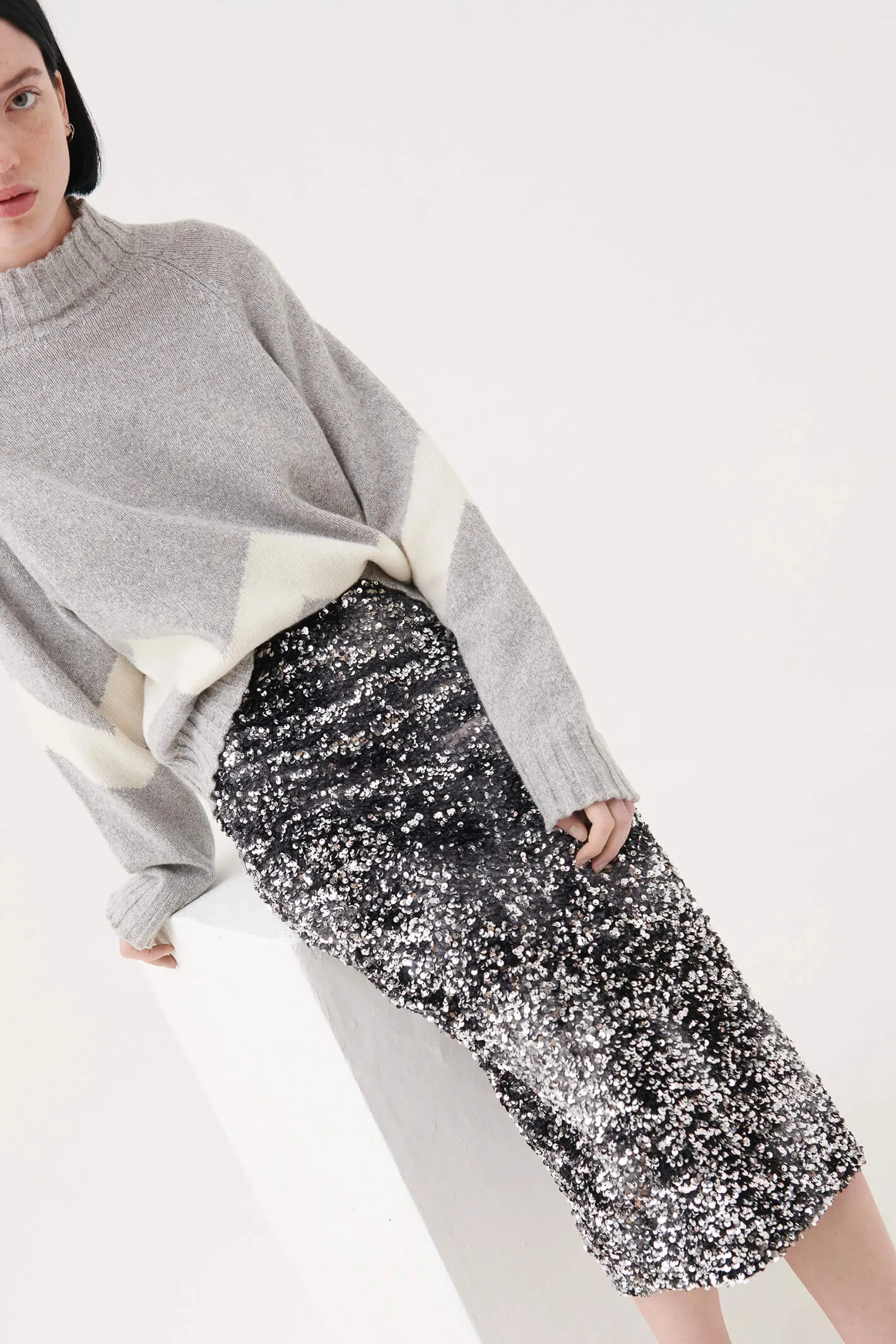 Marella Osmund2 2337760136200 Black Sequin Skirt