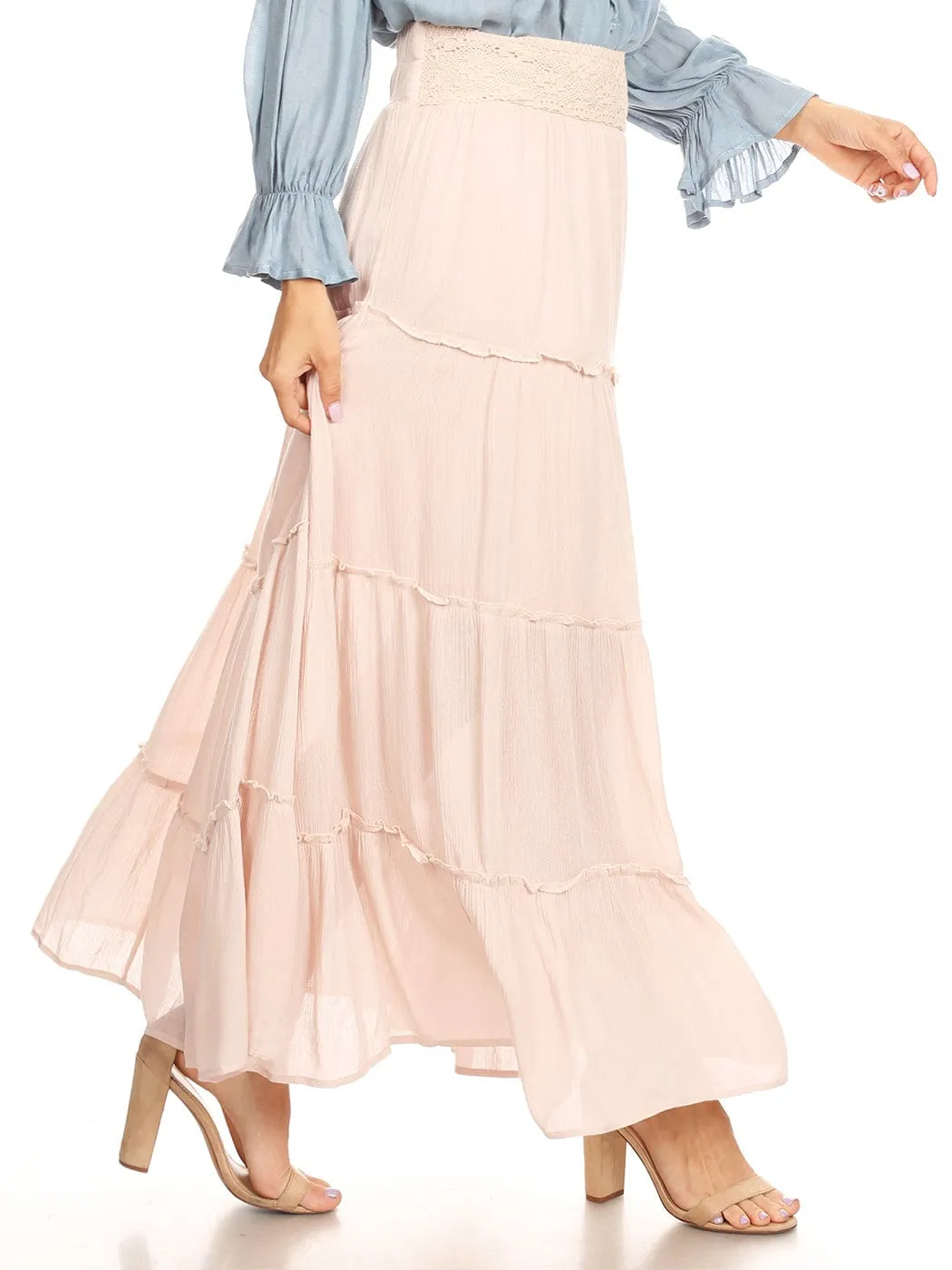 Maxi Bohemian Layered Skirt by Anna-Kaci