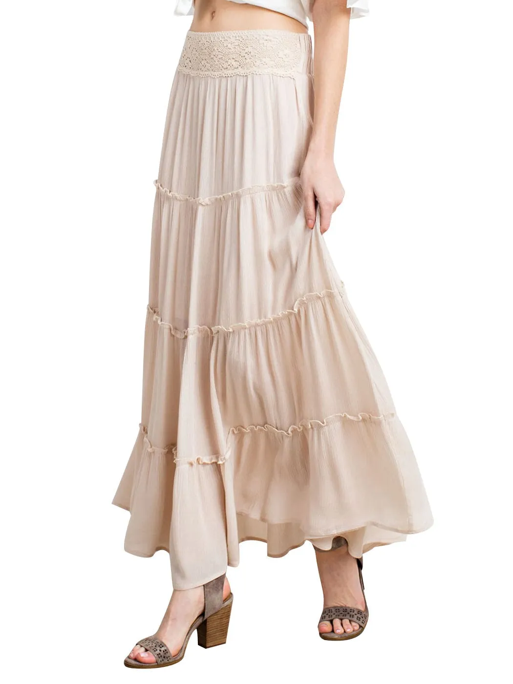 Maxi Bohemian Layered Skirt by Anna-Kaci
