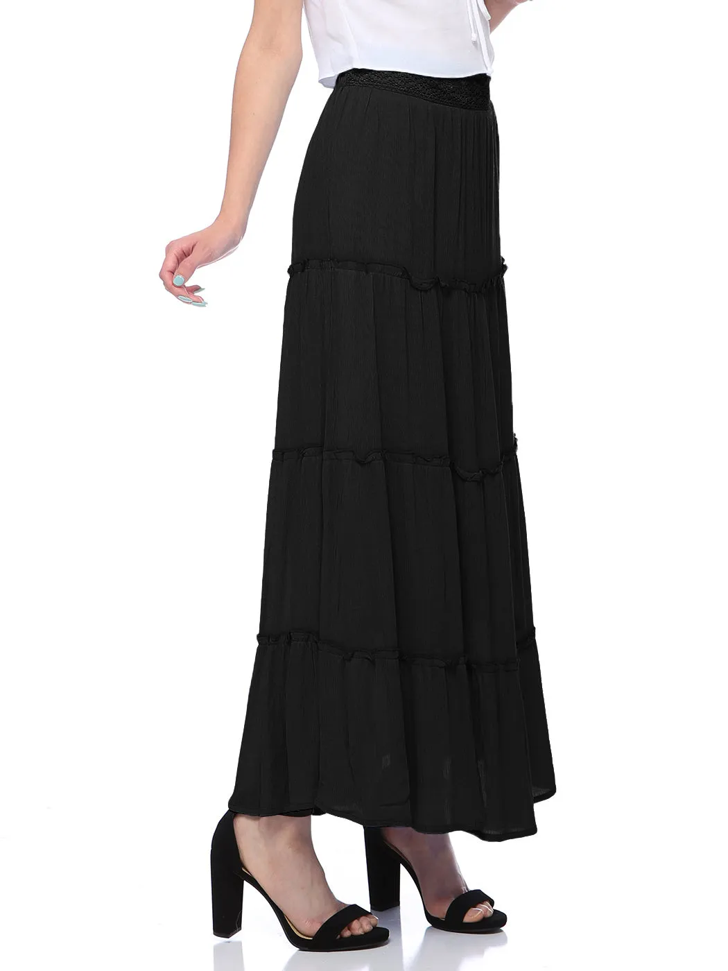 Maxi Bohemian Layered Skirt by Anna-Kaci