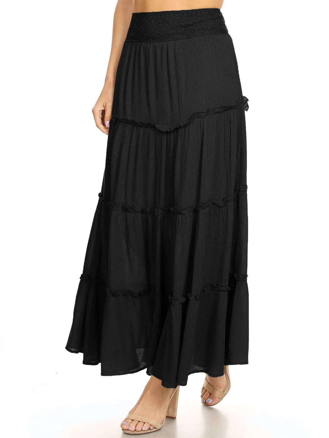 Maxi Bohemian Layered Skirt by Anna-Kaci