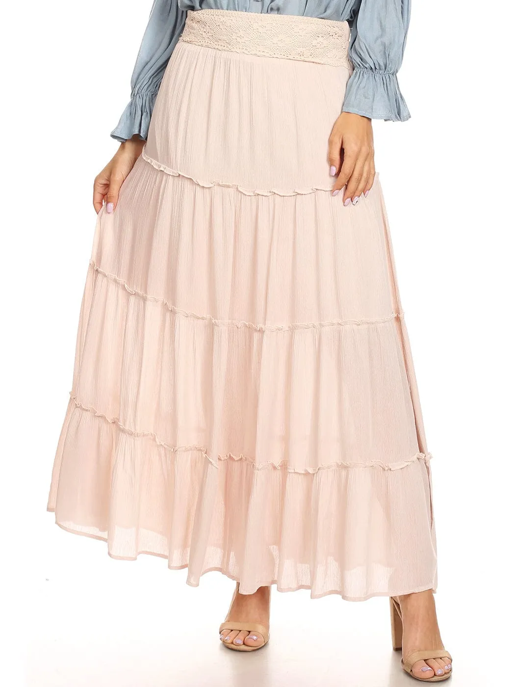 Maxi Bohemian Layered Skirt by Anna-Kaci