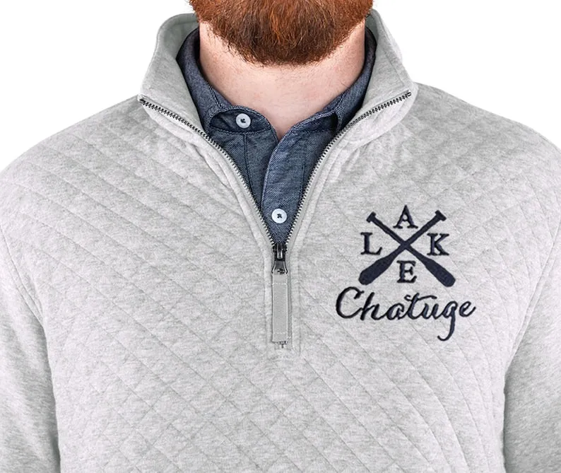 Men's Quilted 1/4 Zip Sweatshirt With any Lake Name