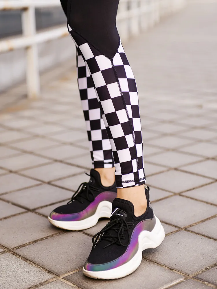 MIP COLOR BLOCK AND CHECK DETAIL LEGGINGS