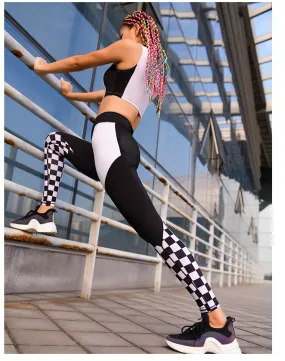 MIP COLOR BLOCK AND CHECK DETAIL LEGGINGS