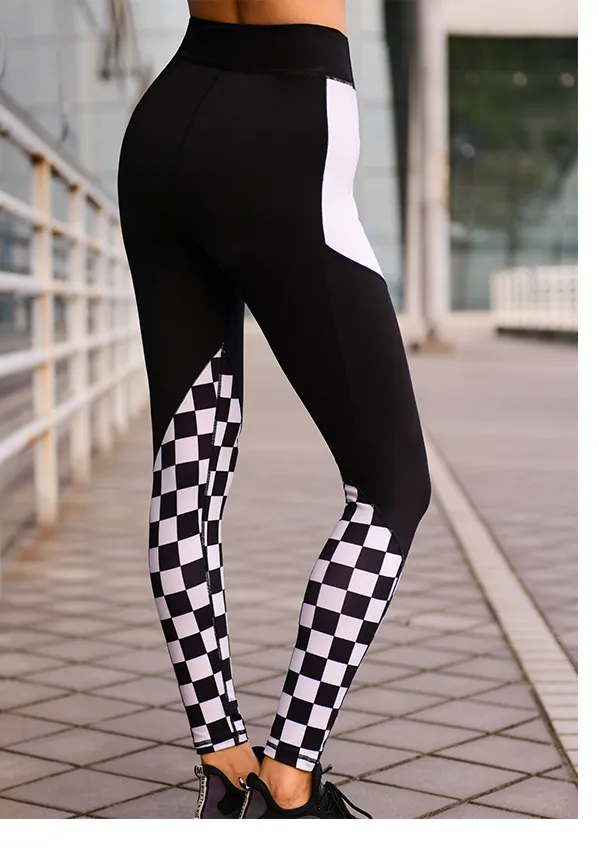 MIP COLOR BLOCK AND CHECK DETAIL LEGGINGS