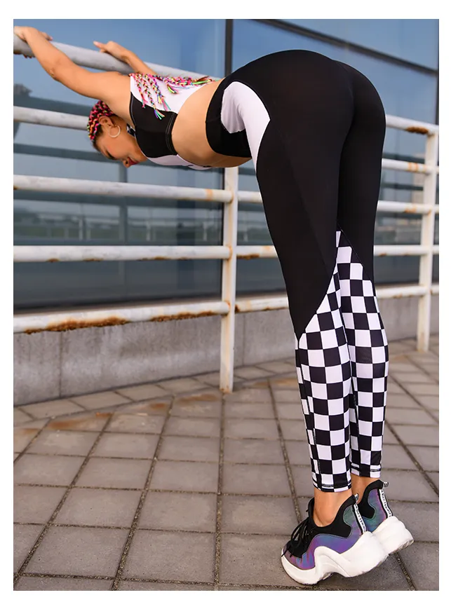 MIP COLOR BLOCK AND CHECK DETAIL LEGGINGS