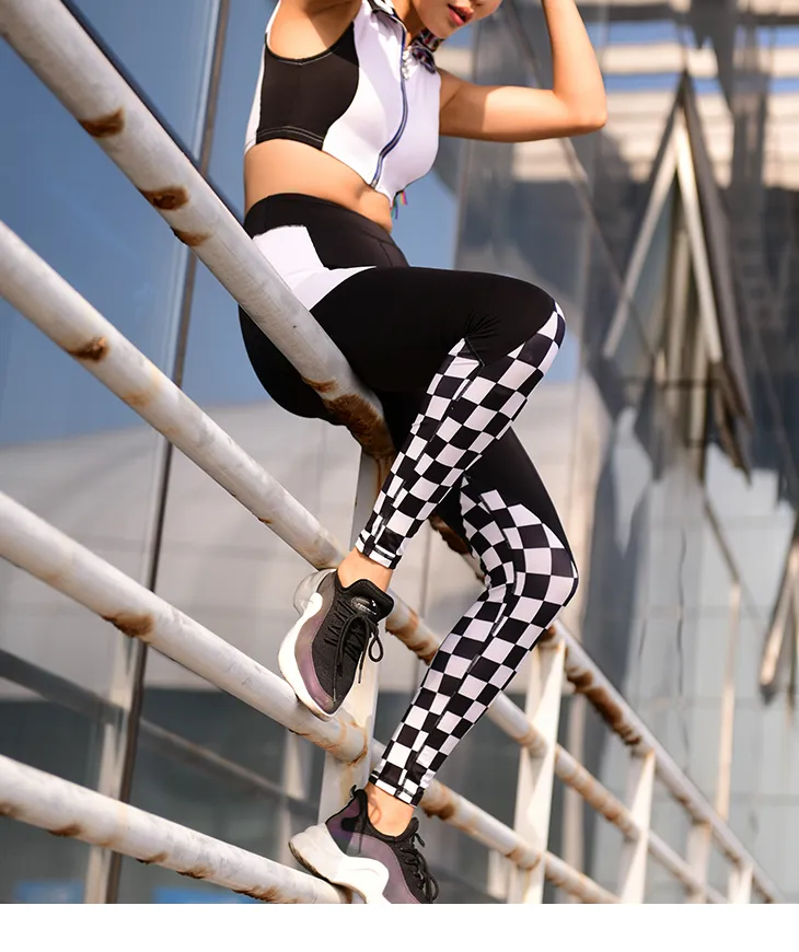 MIP COLOR BLOCK AND CHECK DETAIL LEGGINGS