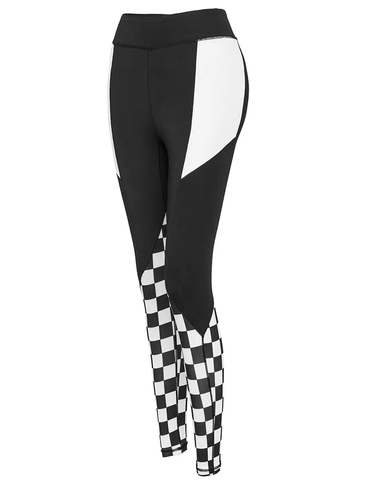 MIP COLOR BLOCK AND CHECK DETAIL LEGGINGS