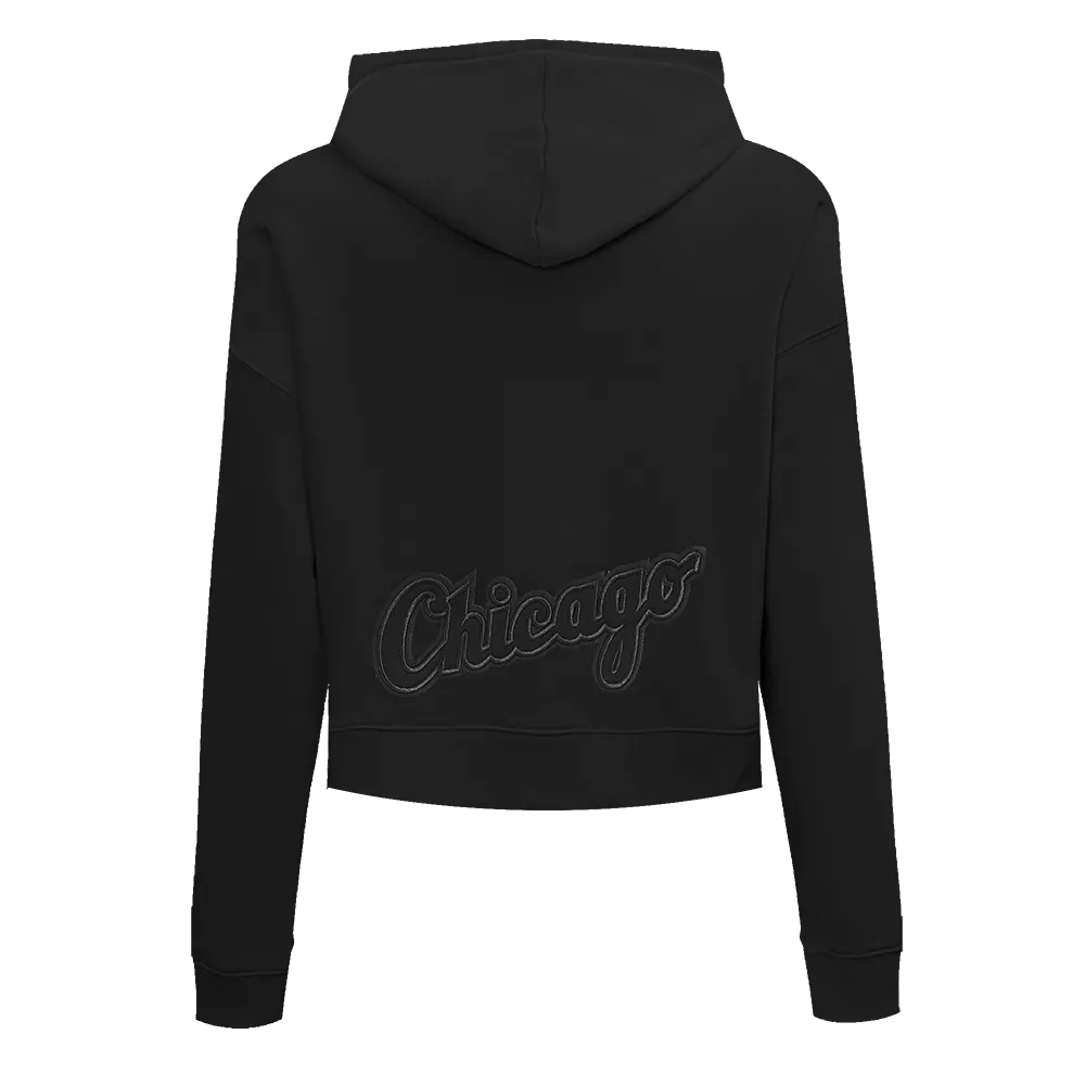 MLB CHICAGO WHITE SOX NEUTRAL WOMEN'S CROPPED PO HOODIE (BLACK)