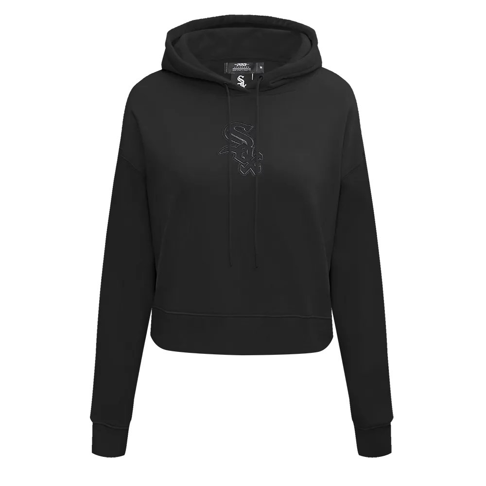 MLB CHICAGO WHITE SOX NEUTRAL WOMEN'S CROPPED PO HOODIE (BLACK)