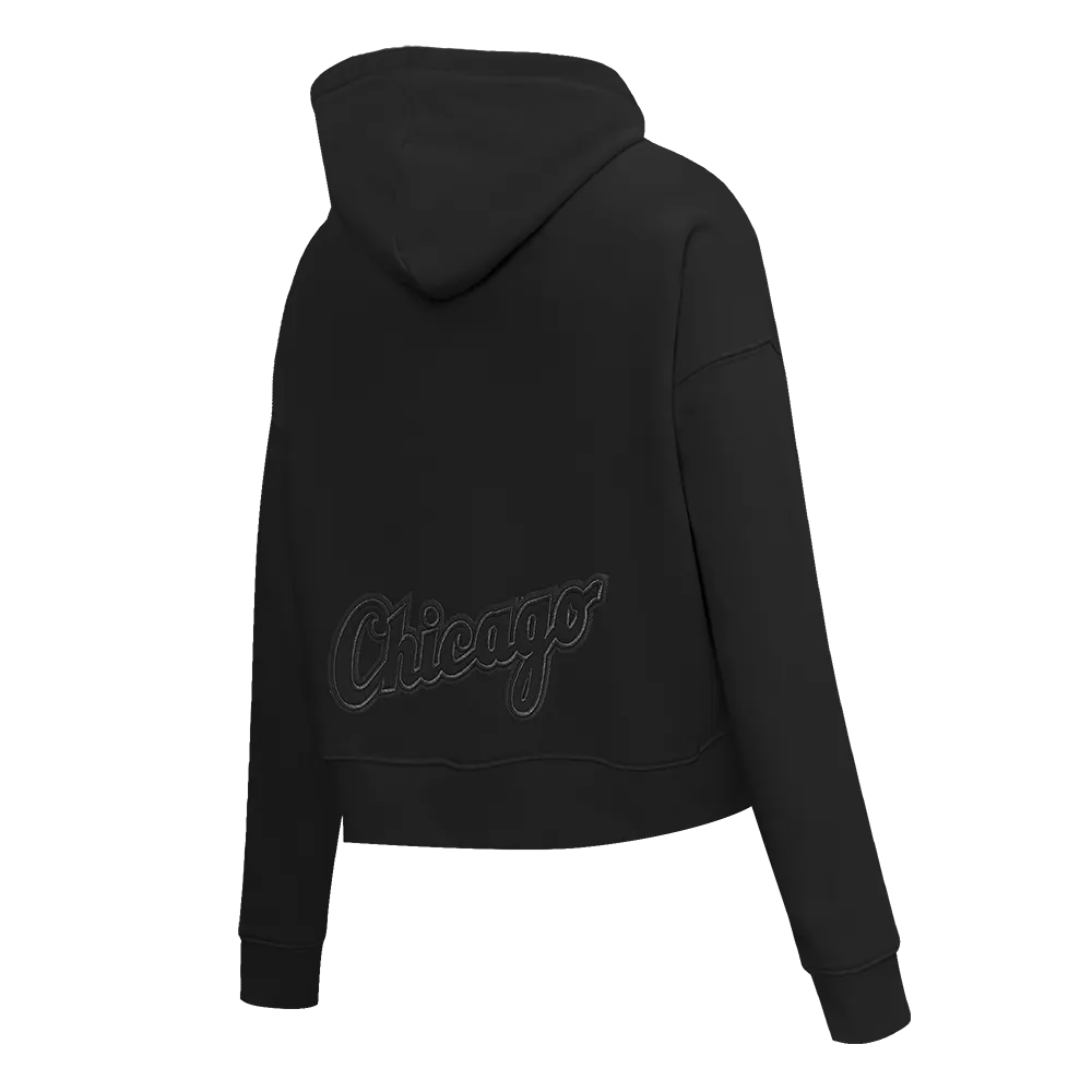 MLB CHICAGO WHITE SOX NEUTRAL WOMEN'S CROPPED PO HOODIE (BLACK)
