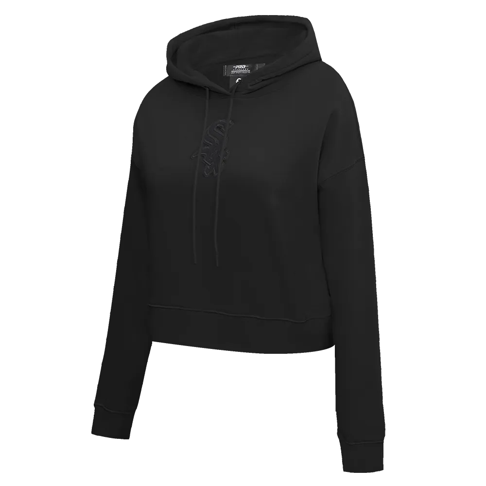 MLB CHICAGO WHITE SOX NEUTRAL WOMEN'S CROPPED PO HOODIE (BLACK)