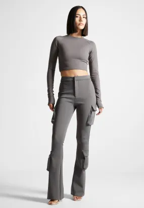 Neoprene Cargo Fit and Flare Leggings - Grey