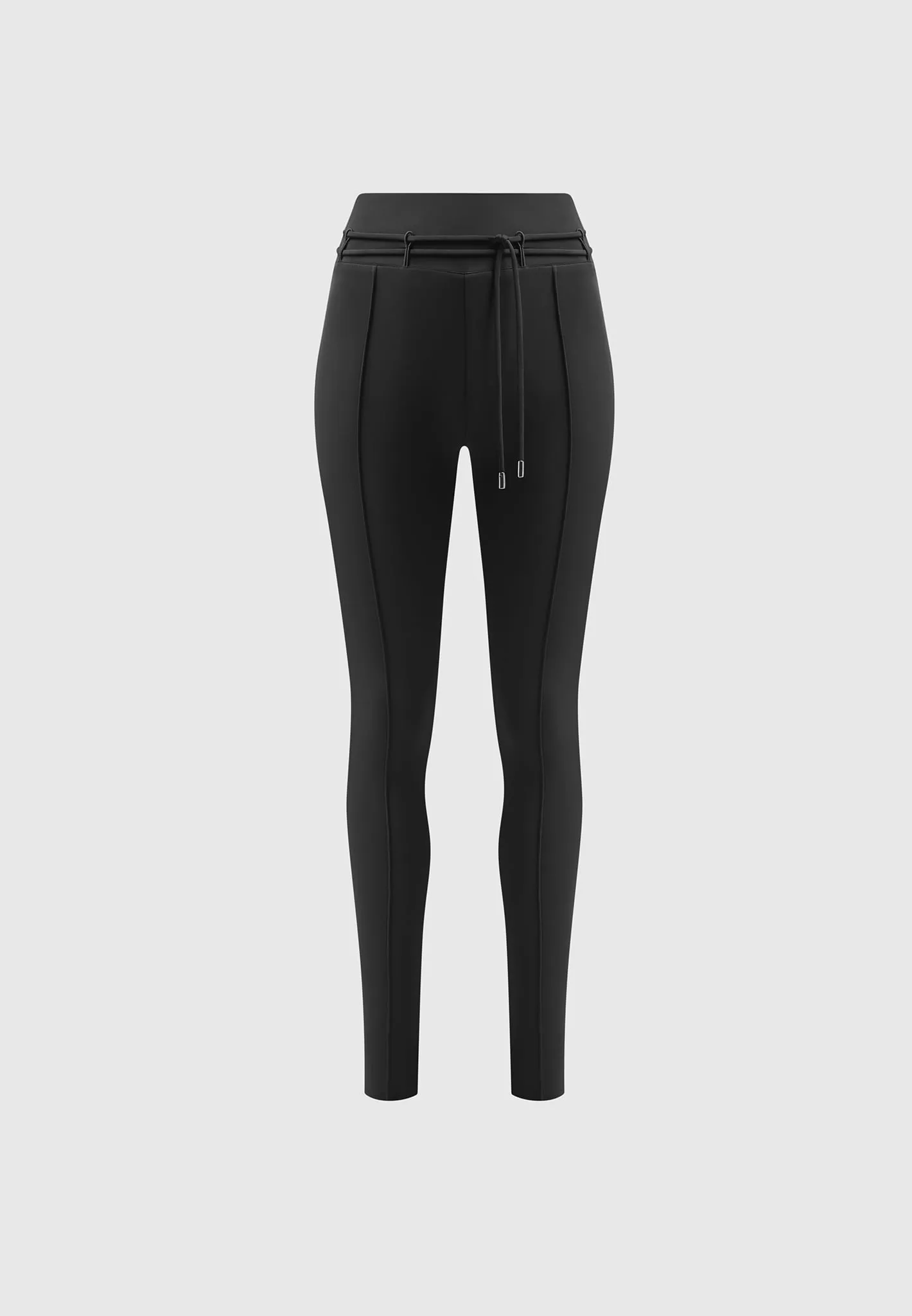 Neoprene Tie Detail Leggings - Black