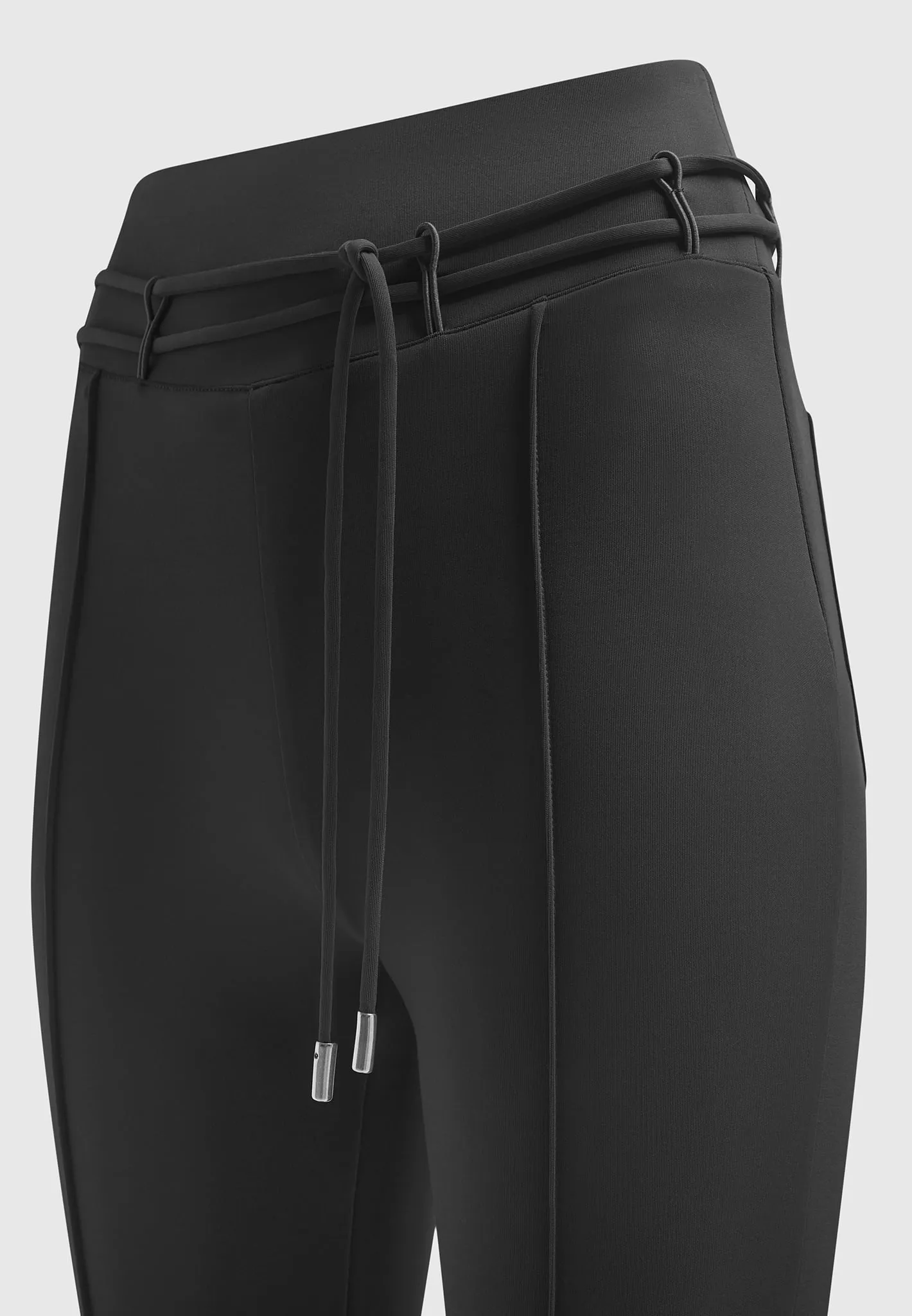 Neoprene Tie Detail Leggings - Black