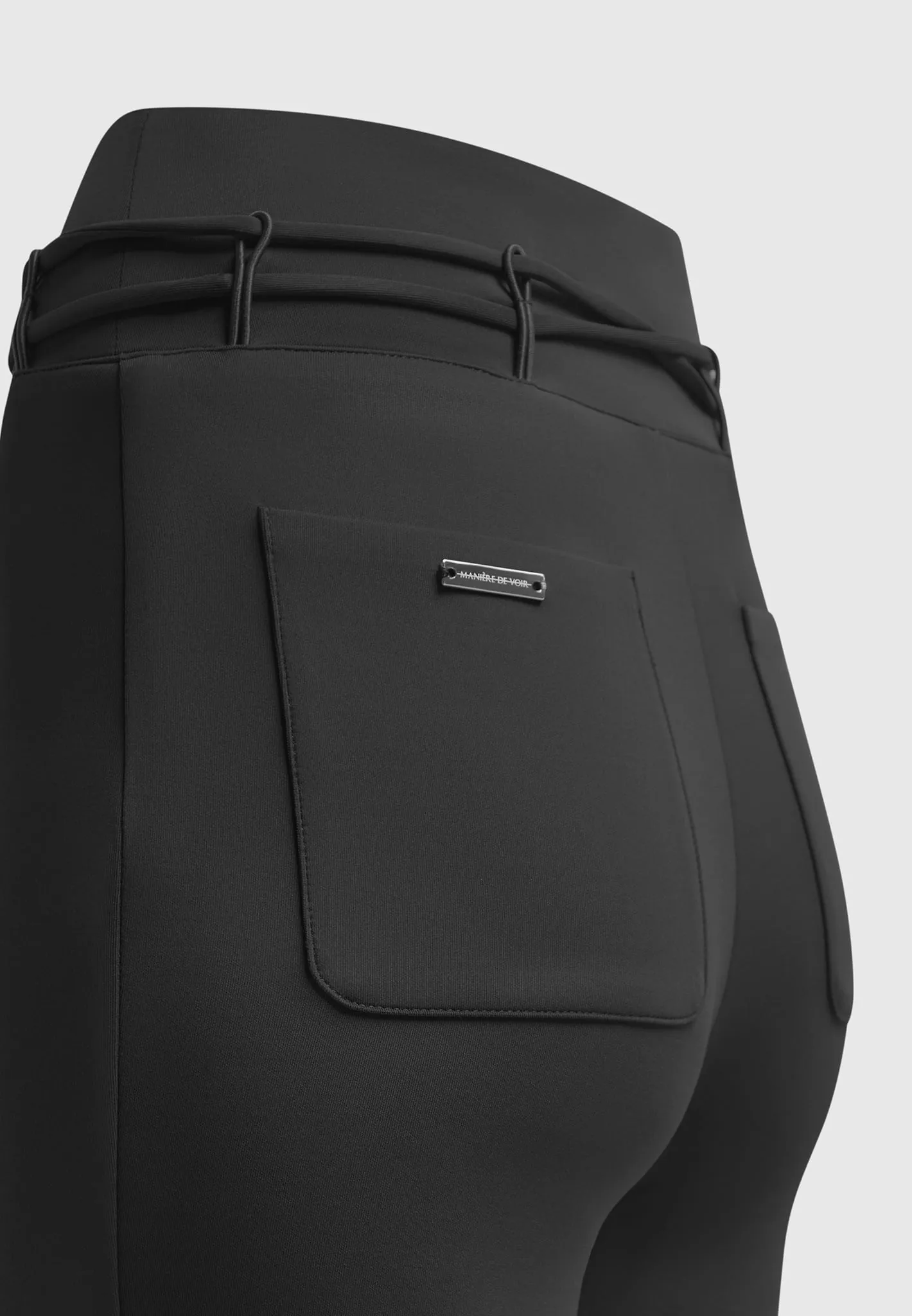 Neoprene Tie Detail Leggings - Black