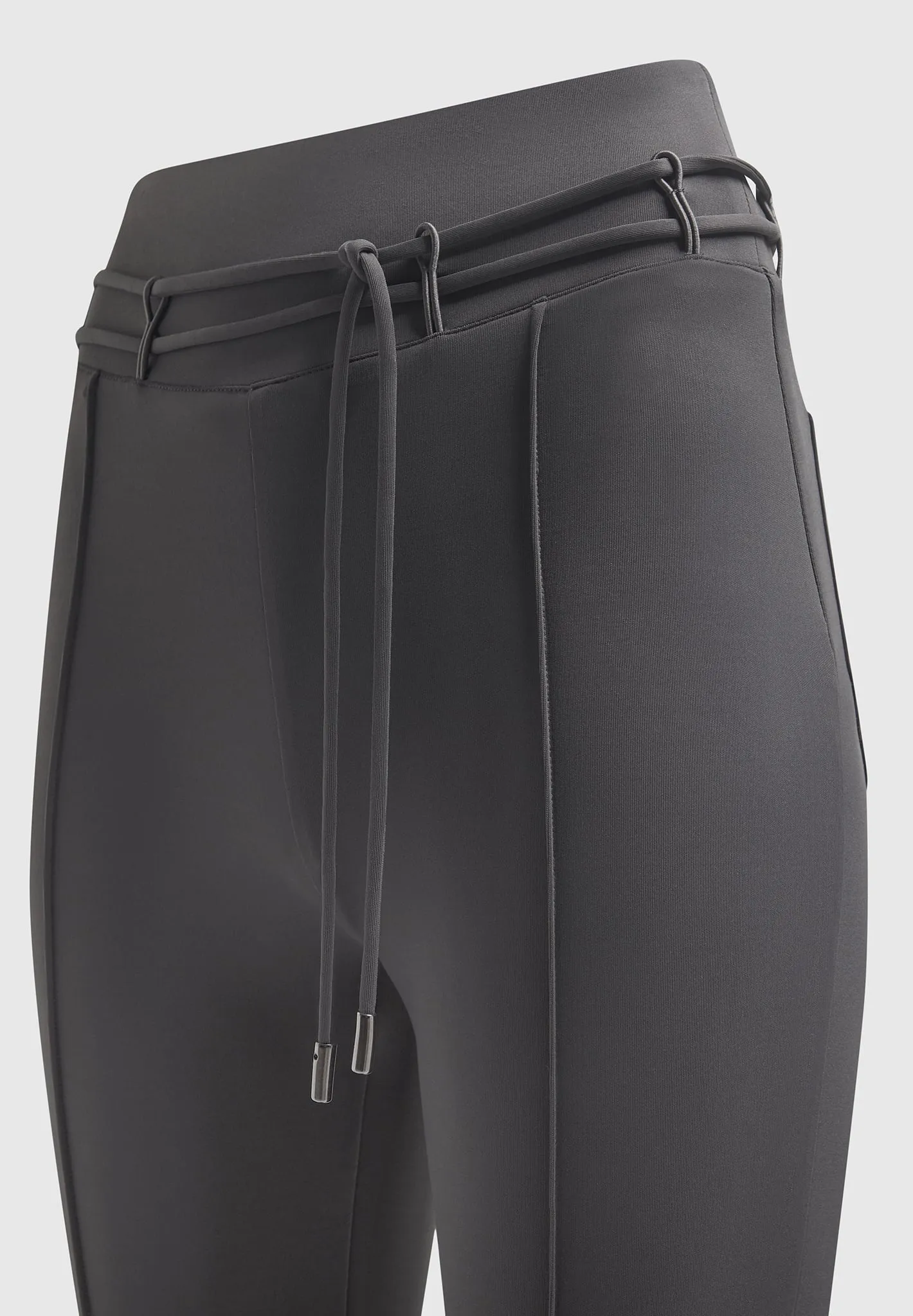 Neoprene Tie Detail Leggings - Charcoal Grey