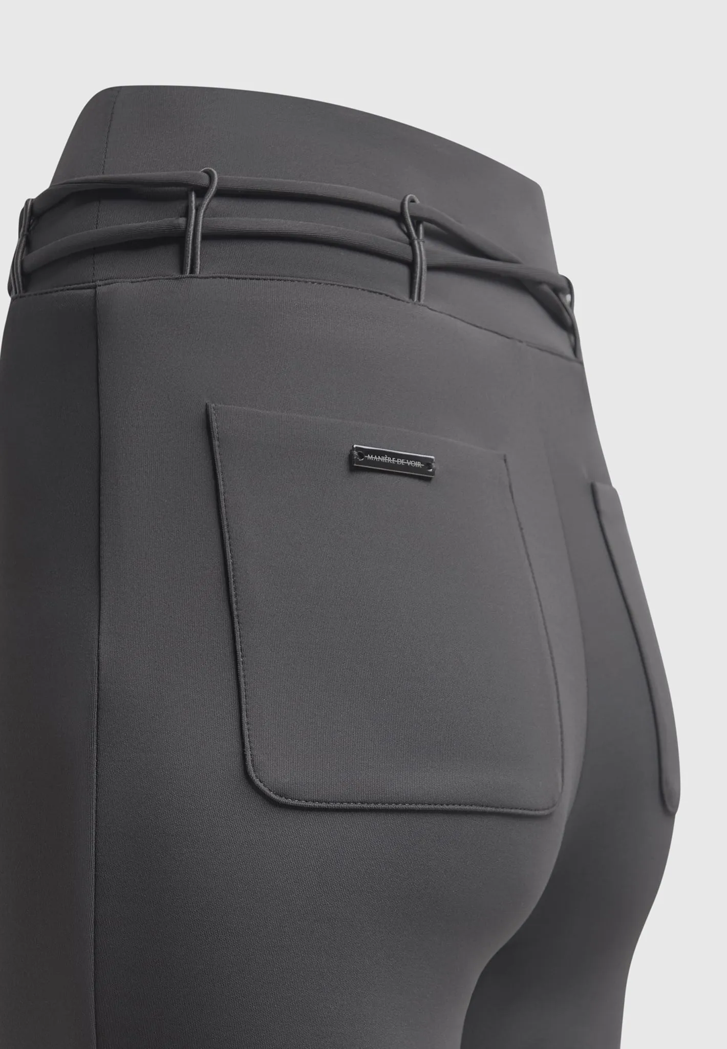 Neoprene Tie Detail Leggings - Charcoal Grey