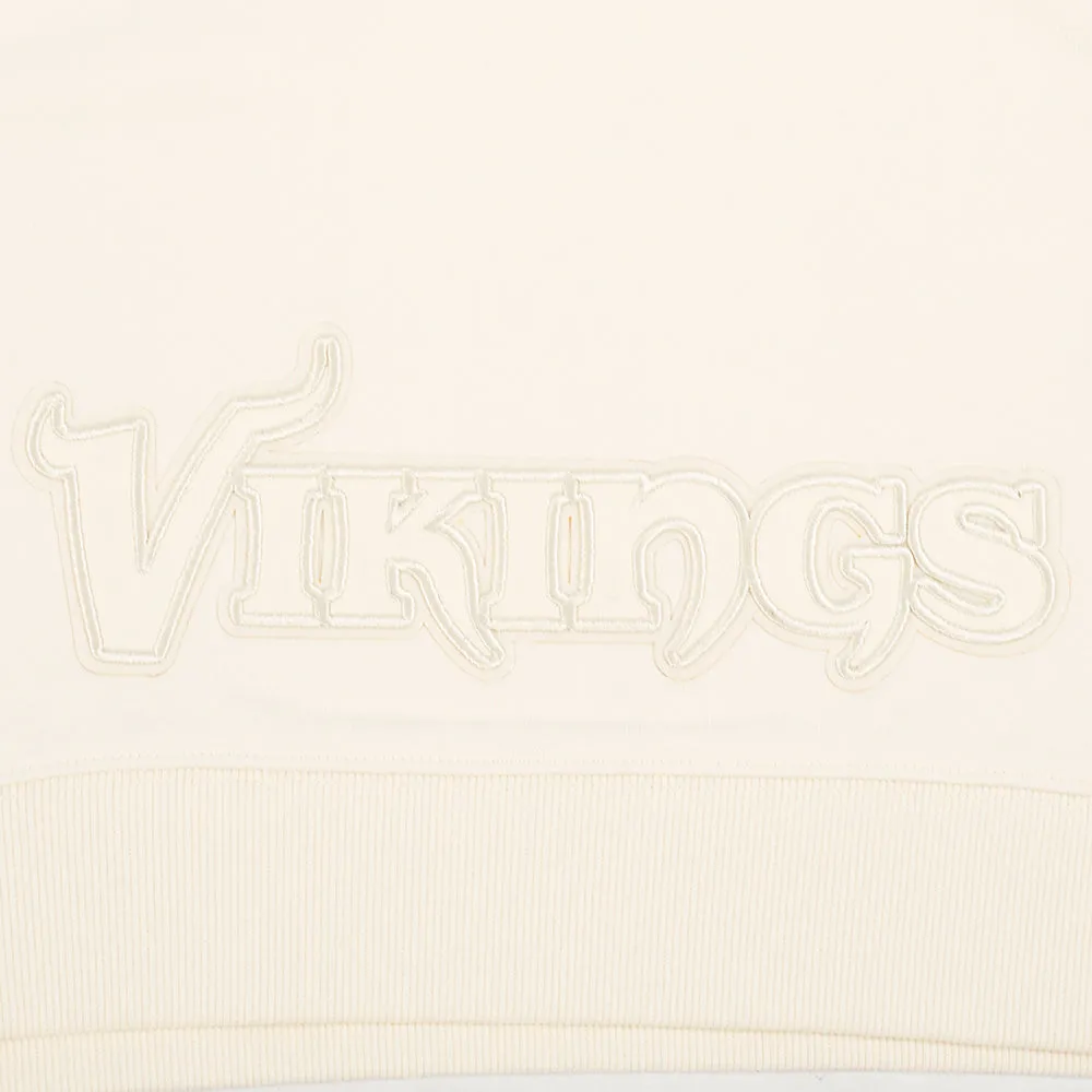 NFL MINNESOTA VIKINGS NEUTRAL WOMEN'S CROPPED PO HOODIE (EGGSHELL)