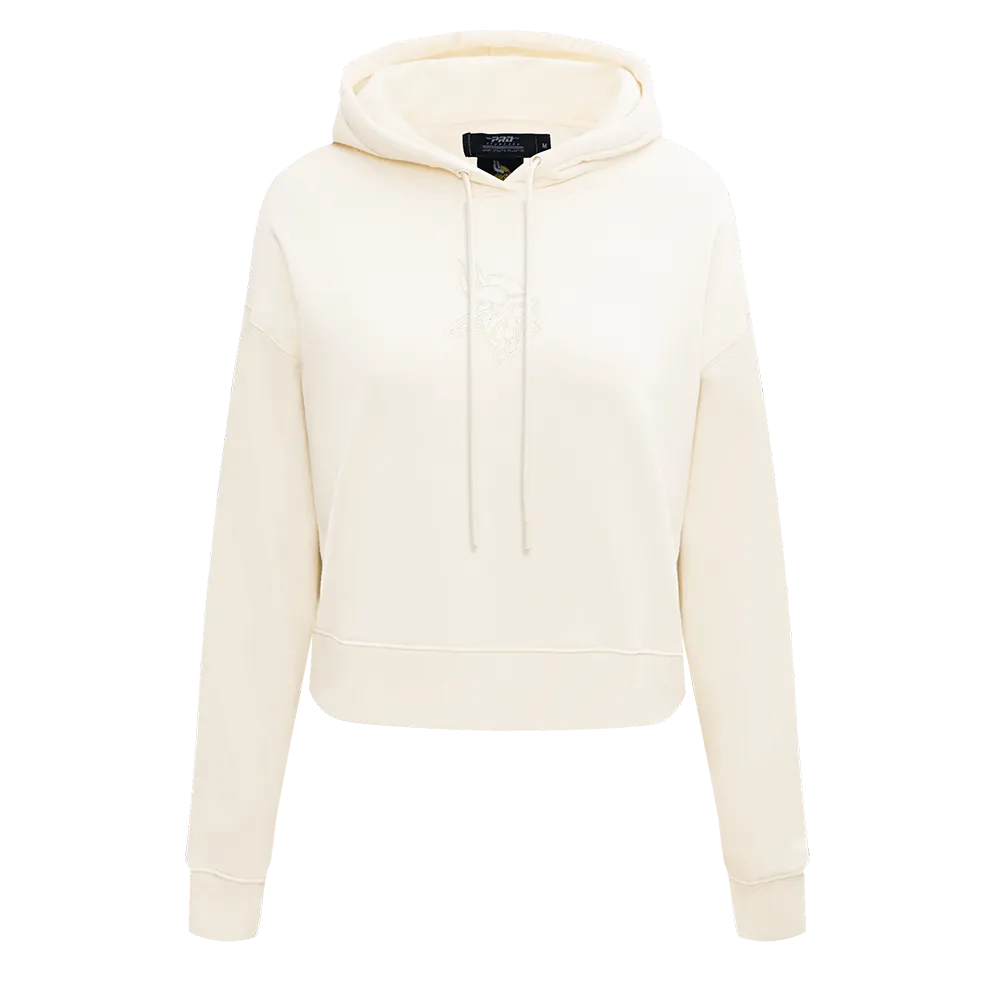 NFL MINNESOTA VIKINGS NEUTRAL WOMEN'S CROPPED PO HOODIE (EGGSHELL)