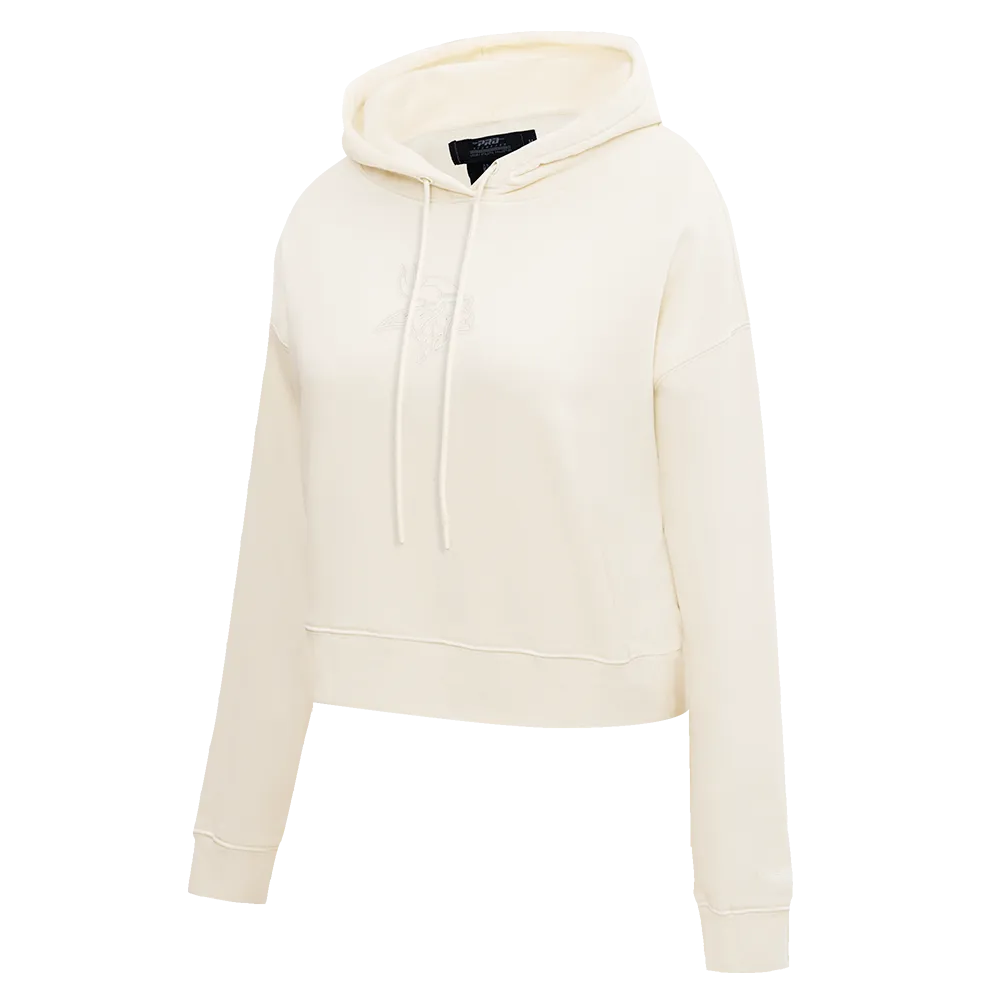 NFL MINNESOTA VIKINGS NEUTRAL WOMEN'S CROPPED PO HOODIE (EGGSHELL)