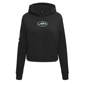 NFL NEW YORK JETS CLASSIC WOMEN'S CROPPED FLC PO HOODIE (BLACK)