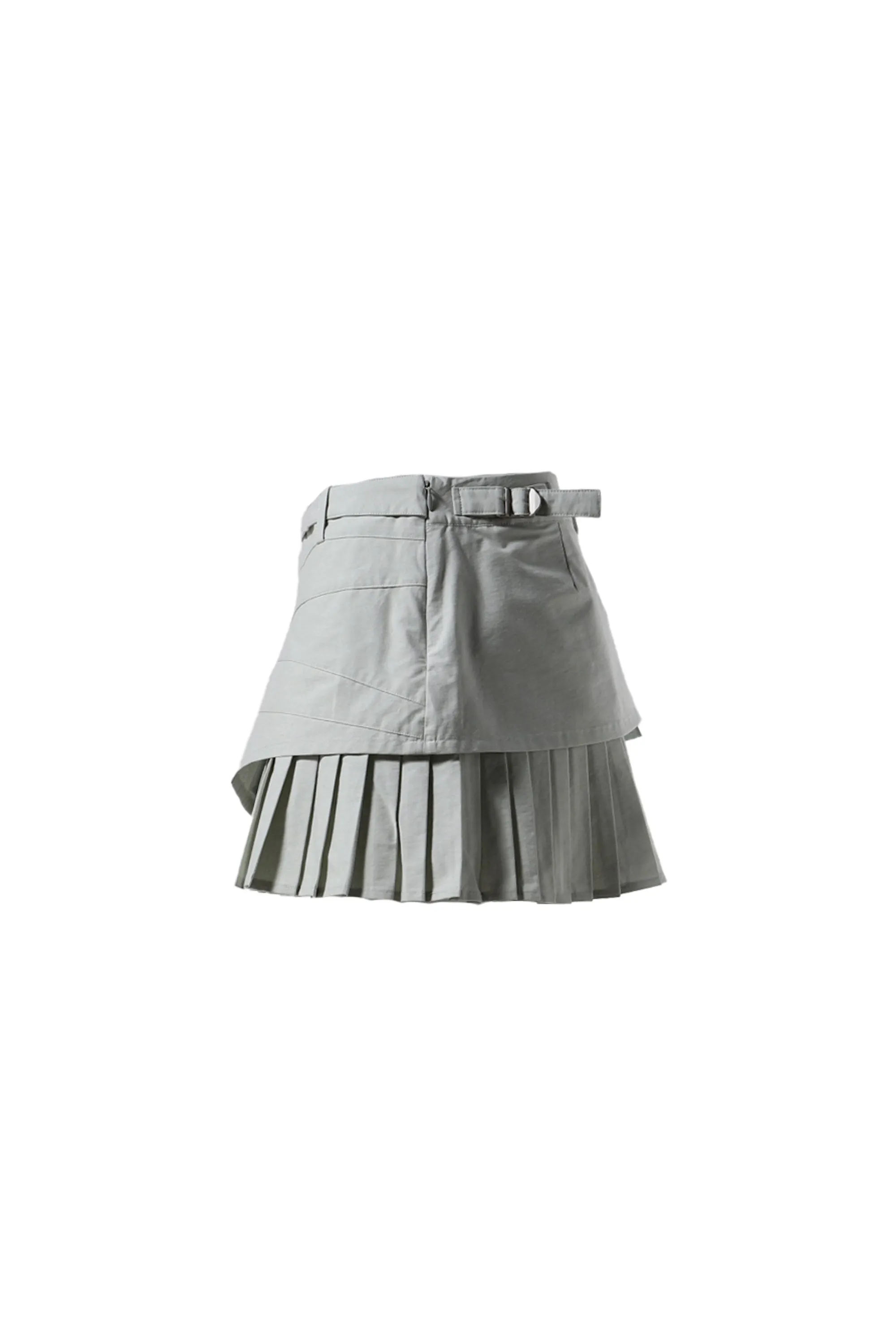 NYLON LAYERED PLEATED SKIRT / CYAN
