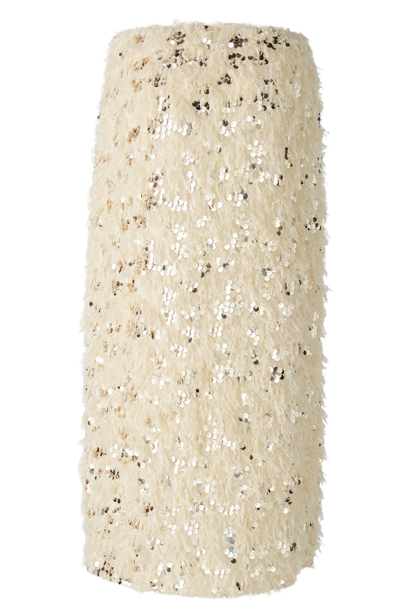 Oui 88977 Off White Camel Sequin Feather Midi Skirt