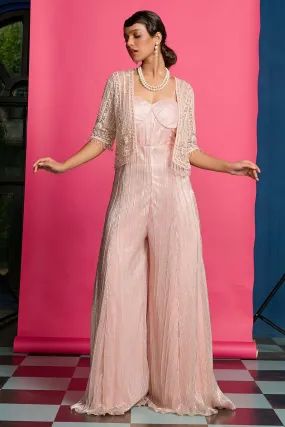 Peach Crinkle Jumpsuit & Jacket