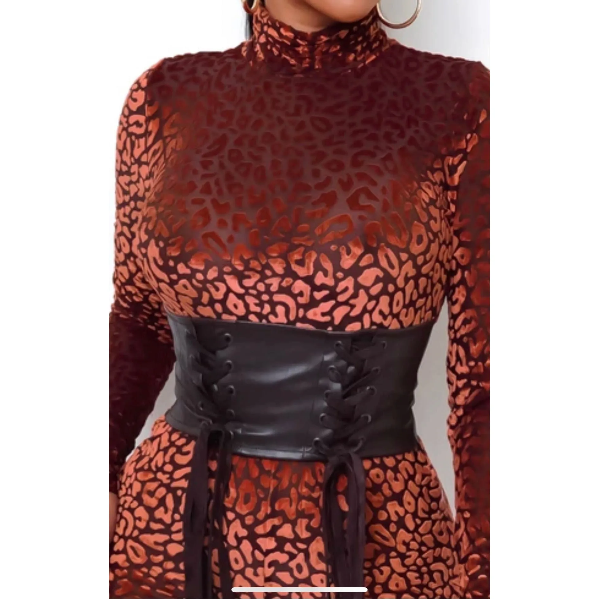 Permission Textured Velvet Jumpsuit (Rust)