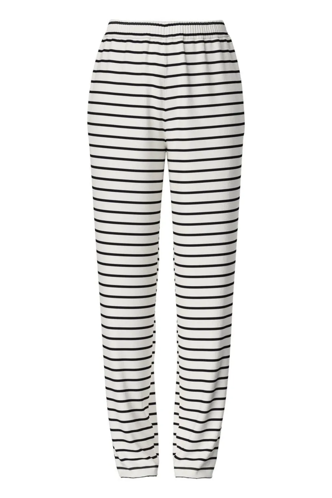 Pieces - Pcchilli Straight Stripe Pants - 4701513 Cloud Dancer Black