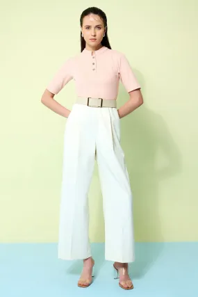 Pink And Ivory Jumpsuit & Belt
